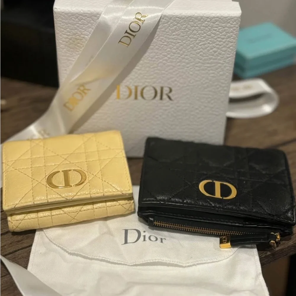 Christian Dior 2 Piece Wallet BUNDLE DEAL - Cannage Quilted Compact Wallets